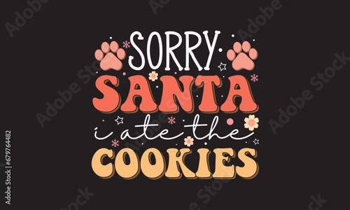 Retro Christmas Dog Bandana SVG Design, I believe in Santa paws, Merry Christmas 2023 photo