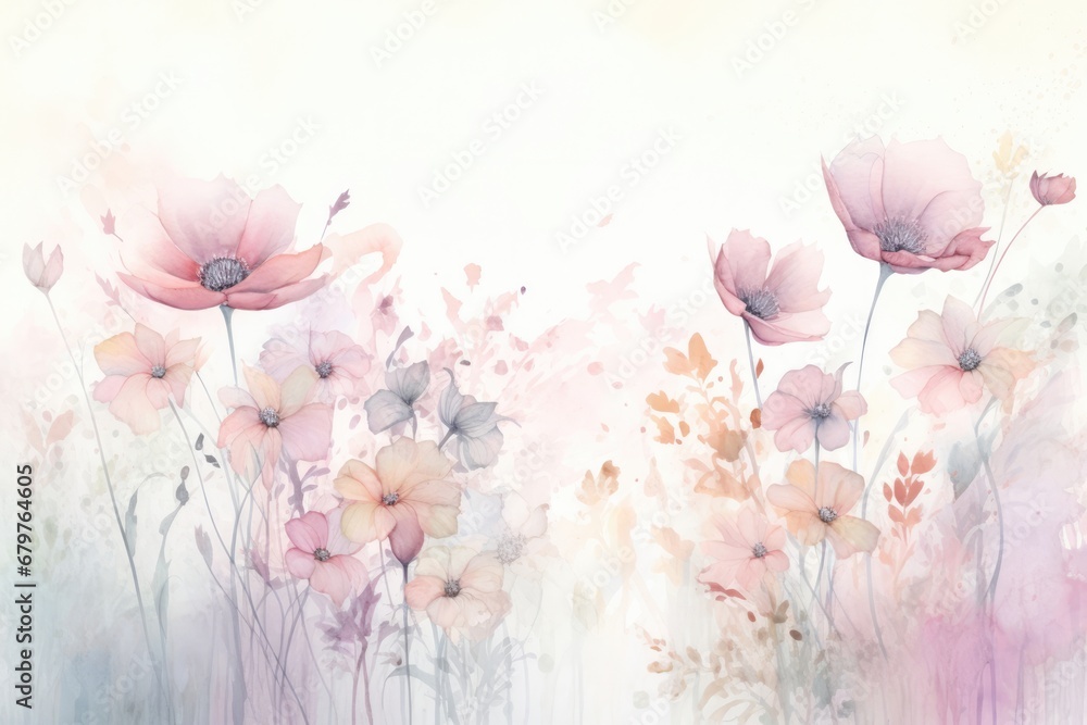 Blossom background watercolor poppy nature spring abstract art flowers summer floral plant