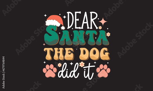 Retro Christmas Dog Bandana SVG Design, I believe in Santa paws, Merry Christmas 2023