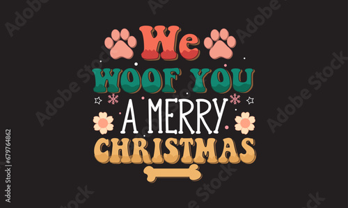 Retro Christmas Dog Bandana SVG Design, I believe in Santa paws, Merry Christmas 2023