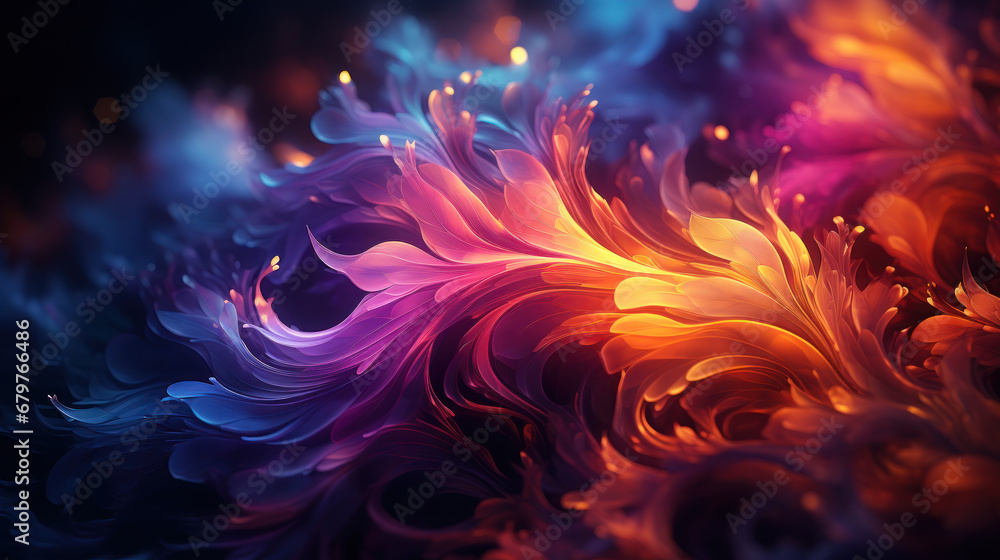 Neon Filigree Elegance: Abstract Symphony of Luminous Threads. Generative AI Neon Filigree Elegance: Abstract Symphony of Luminous Threads. Generative AI