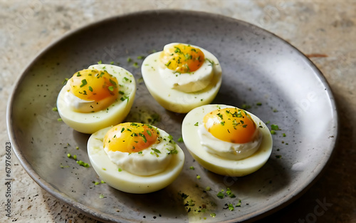 Capture the essence of Deviled Eggs in a mouthwatering food photography shot Generative AI