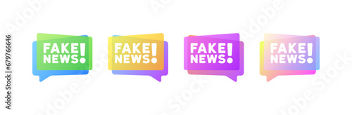 Fake news bubbles. Flat, color, speech bubbles, fake news icons, fake news. Vector icons