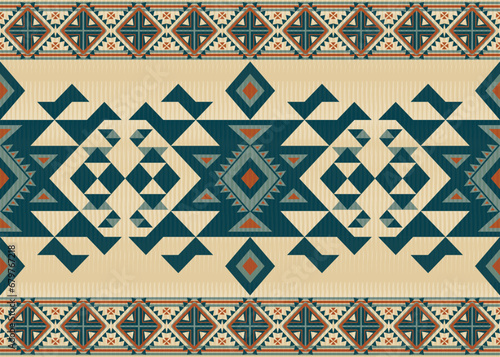 American ethnic native pattern.Traditional Navajo,Aztec,Apache,Southwest and Mexican style fabric pattern.Abstract vector motifs pattern.Design for fabric,clothing,blanket,carpet,woven,wrap,decoration