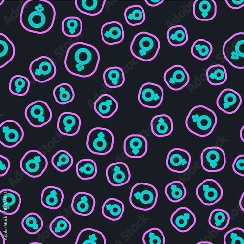 Line Venus symbol icon isolated seamless pattern on black background. Astrology, numerology, horoscope, astronomy. Vector