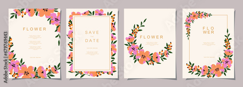 Floral template set for poster, card, cover, label, banner, invitation in beautiful luxury botanical style and Elegant garden vector design templates with flowers and plants.