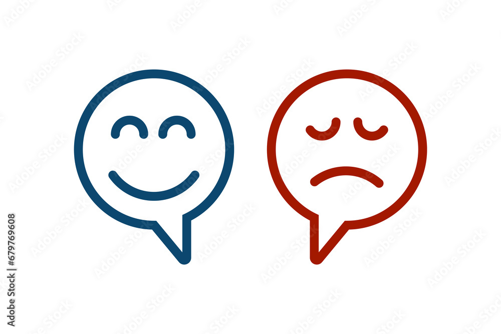 Symbol of good and values with smile and sad face emoticon character concept