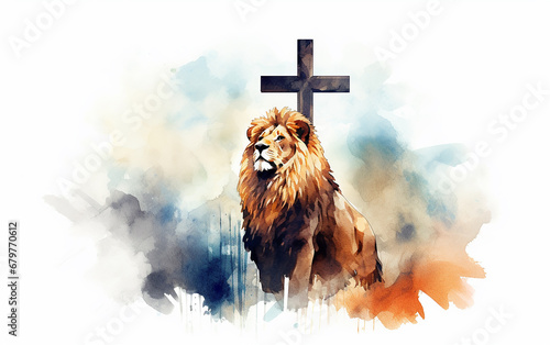 leão e a cruz de cristo  photo