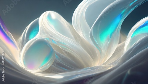 Organic white shapes and soft movement and flow. Generative AI.