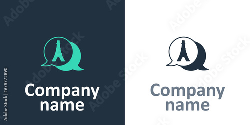 Logotype Eiffel tower icon isolated on white background. France Paris landmark symbol. Logo design template element. Vector