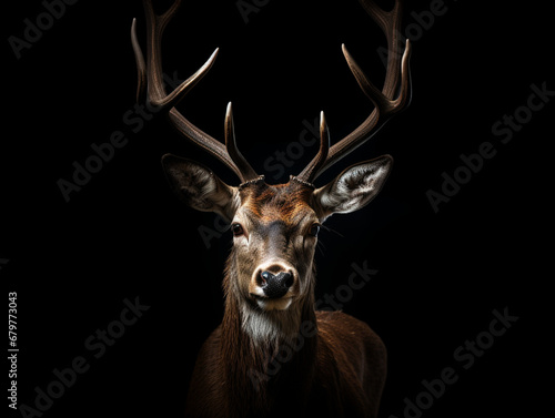 deer portrait on a black background © HendikepX