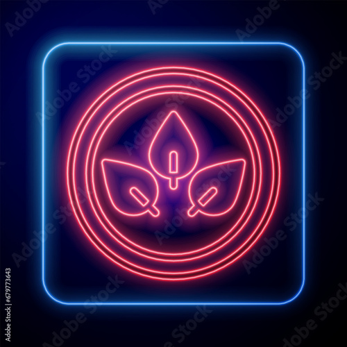 Glowing neon Vegan food diet icon isolated on black background. Organic, bio, eco symbol. Vegan, no meat, lactose free, healthy, fresh and nonviolent food. Vector
