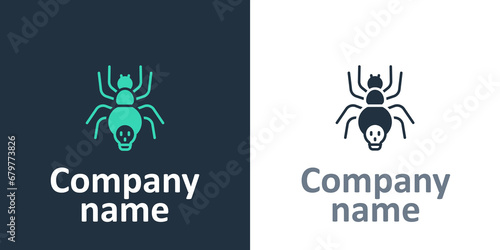 Logotype Poisonous spider icon isolated on white background. Happy Halloween party. Logo design template element. Vector