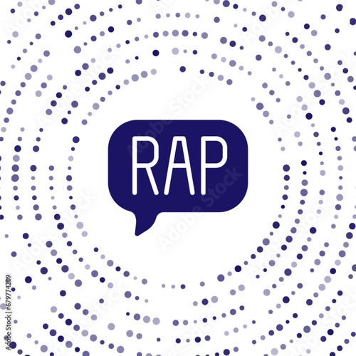 Blue Rap music icon isolated on white background. Abstract circle random dots. Vector