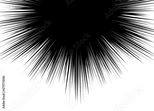 Vector background in the form of an abstract explosion in the center with space for text. Abstract flash. Black and white vector pattern