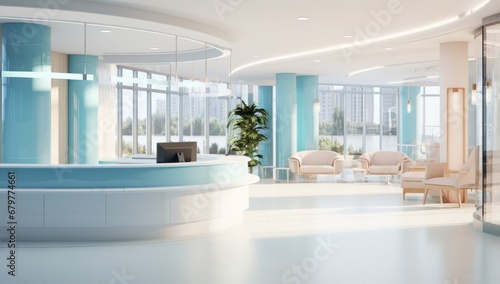 Curved Counter and Spacious Seating Area in a Grand Room