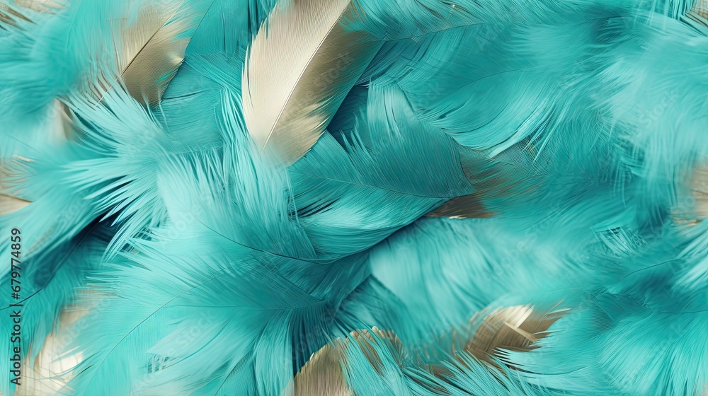 a close up of a bunch of blue feathers with some gold on the end of the feathers and the feathers on the back of the feathers. a close up of a bunch of blue feathers with some gold on the end of the feathers and the feathers on the back of the feathers.