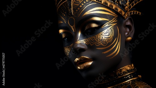 Mysterious Masquerade: A Woman Unveiling Her Golden and Black Mask