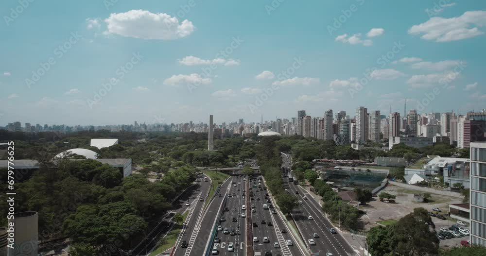 Aerial shot of Avenida 23 de Maio, São Paulo, Brazil Aerial shot of Avenida 23 de Maio, São Paulo, Brazil