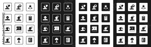 Set Psychology, Solution problem in psychology, Tear cry eye, Broken heart or divorce, Psychological test, Male doctor, Sedative pills and Finding icon. Vector