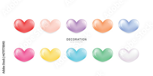 Colorful Hearts Candy frame for Valentines Day. Pastel conversation hearts with red text. Vector illustration for your design isolated on white background.