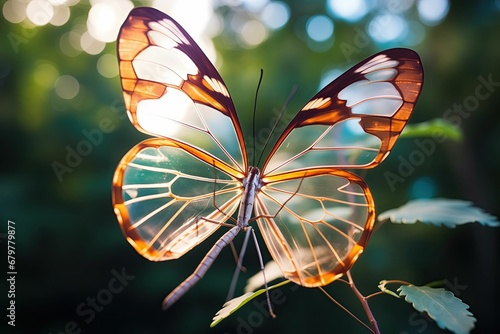The Greta oto butterfly on a bush photo