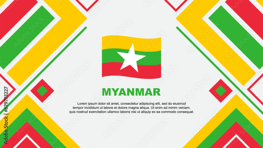 Myanmar Flag Abstract Background Design Template. Myanmar Independence Day Banner Wallpaper Vector Illustration. Myanmar Flag