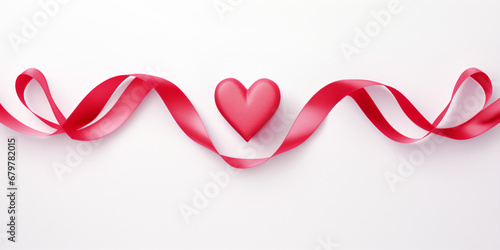 Ribbon hearts isolated on white frame, Valentines day design