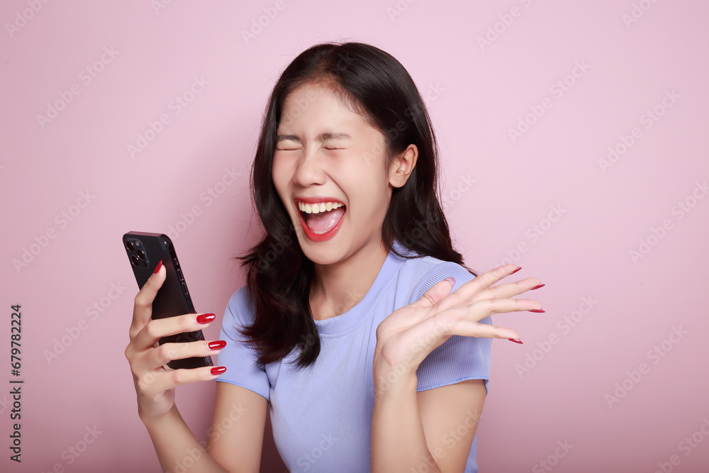 Asian woman cheerfully posing with a mobile, A beautiful young woman is feeling cheerful and happy., half body photo of nice positive lady, Portrait of a beautiful young woman in pink background, Asian woman cheerfully posing with a mobile, A beautiful young woman is feeling cheerful and happy., half body photo of nice positive lady, Portrait of a beautiful young woman in pink background,