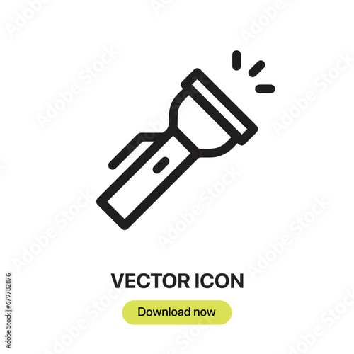 Flashlight icon vector. Linear-style sign for mobile concept and web design. Flashlight symbol illustration. Pixel vector graphics - Vector.	