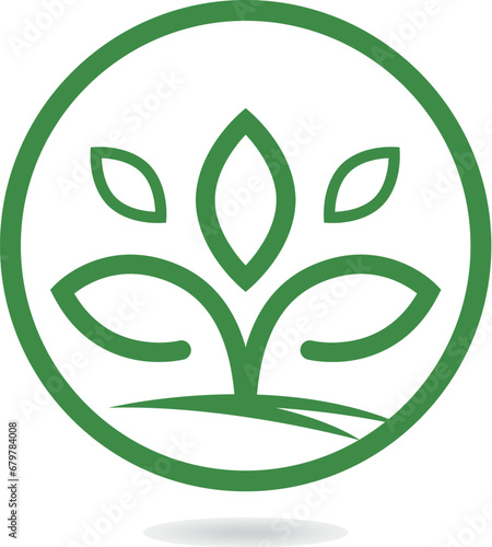 Green plant logo design. Abstract organic element vector design. Ecology Happy life Logotype concept icon.