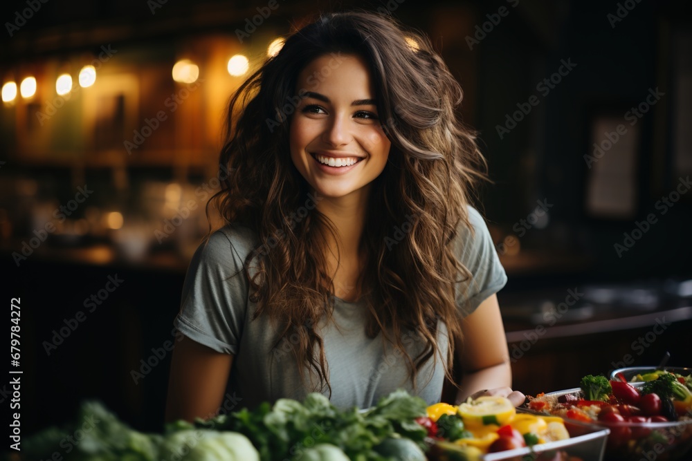 Smoothie bliss: A young and energetic woman blends joy and wellness as she whips up a vibrant and nutritious smoothie