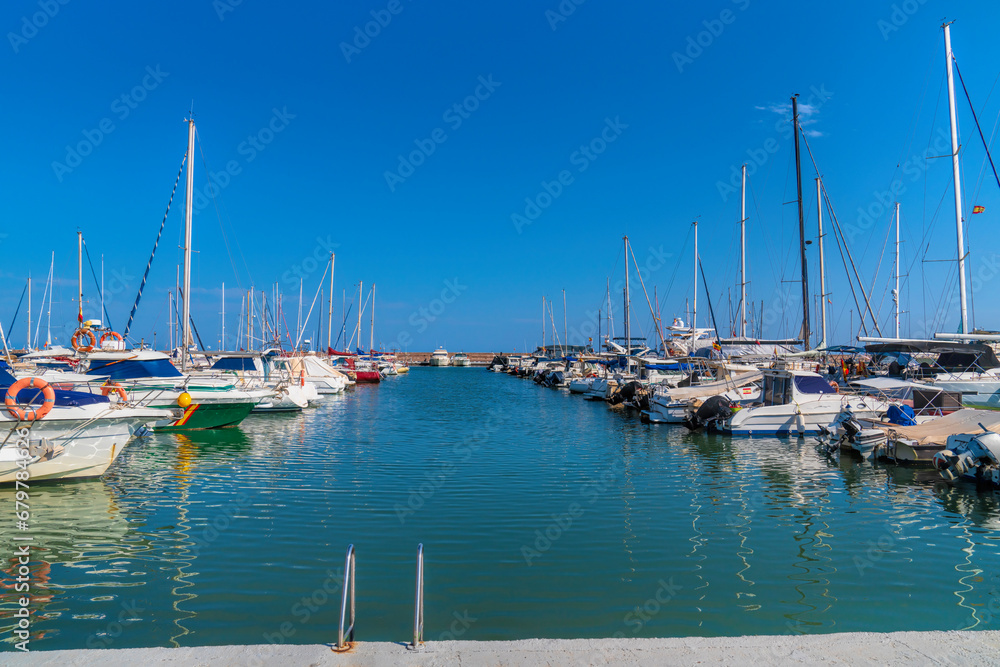 La Pobla de Farnals marina Spain Mediterranean coast north of Valencia with boats and yachts