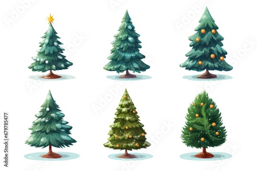 Christmas trees of different textures isolated on diferent backgrounds with copy-space and Christmas decorations © aboutmomentsimages