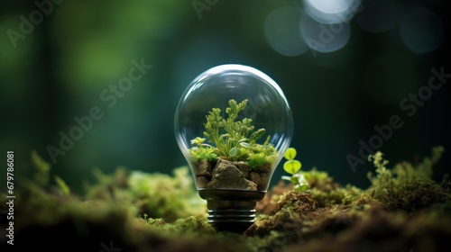 Earth Preservation A tiny globe within a light bulb