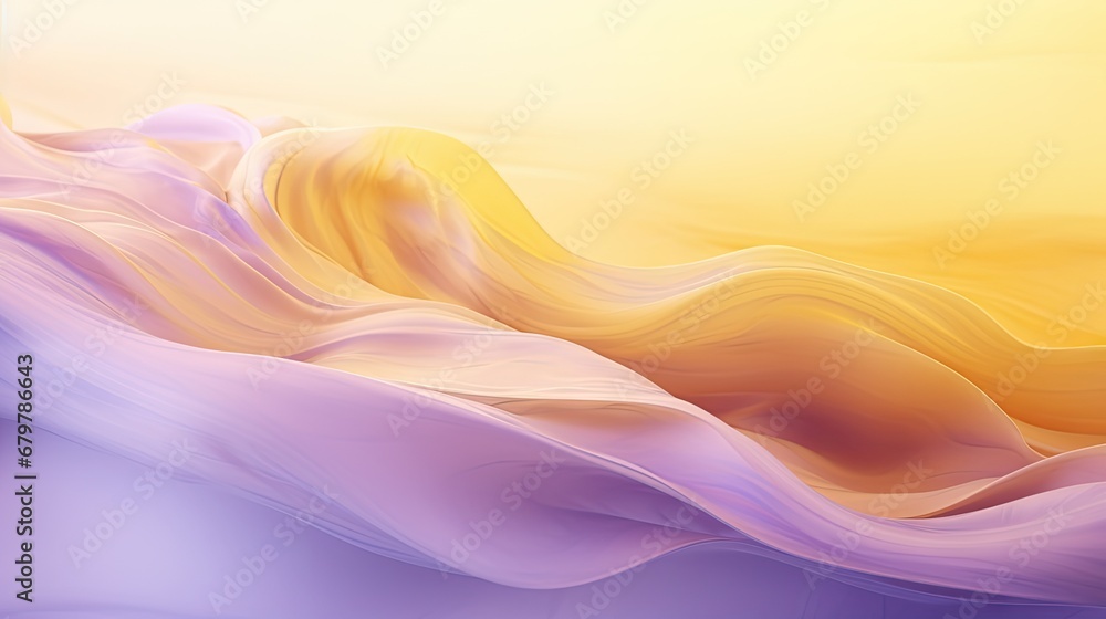  a yellow and purple background with waves and a yellow sun in the background and a blue sky in the foreground.