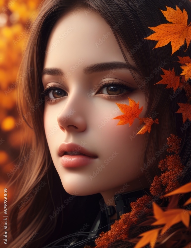 Artificial intelligence breathes life into a sensually elegant depiction of a beautiful young woman in autumn, Cinematic, Hyper-detailed, Artificial intelligence breathes life into a sensually elegant depiction of a beautiful young woman in autumn, Cinematic, Hyper-detailed,