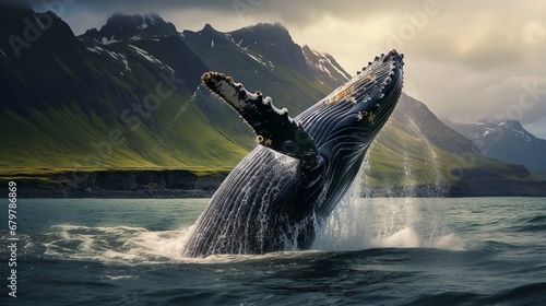 
Humpback whale in the summer feeding grounds of the North Atlantic, Iceland photography photo