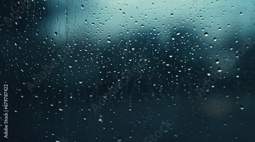 Wet rainy glass window rain fog drop dripping screen