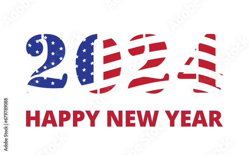 Cartel con el mensaje Año 2024 Feliz año Nuevo. Vector