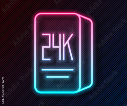 Glowing neon line Gold bars 24k icon isolated on black background. Banking business concept. Vector