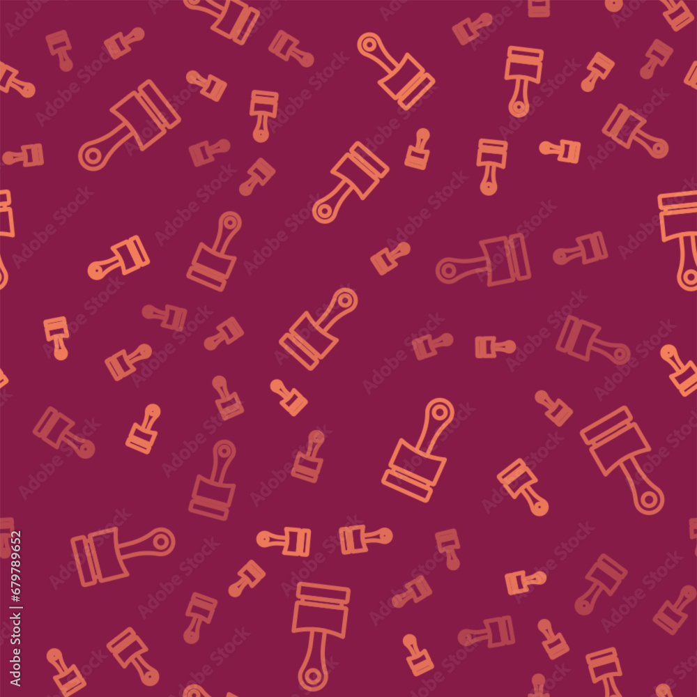 Brown line Engine piston icon isolated seamless pattern on red background. Car engine piston sign. Vector Brown line Engine piston icon isolated seamless pattern on red background. Car engine piston sign. Vector