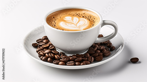 A white-background mug containing coffee is showcased by itself.