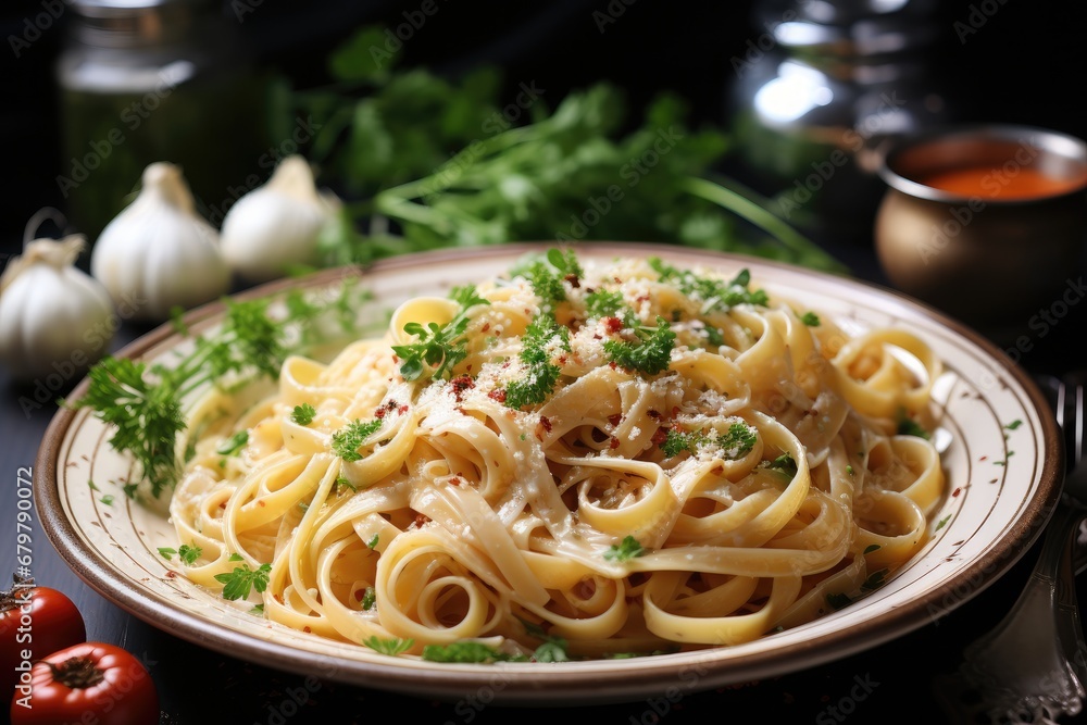 Bowl of pasta with cheese and parmesan sauce. Bowl of pasta with cheese and parmesan sauce.