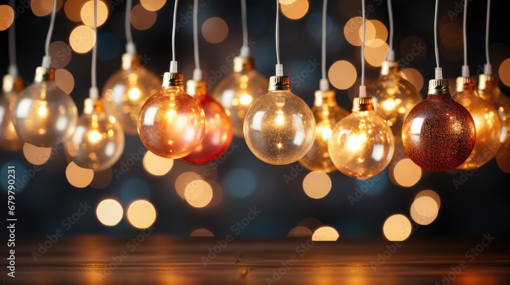 a bunch of lights that are hanging from a long line of lights that are hanging from a long line of lights that are hanging from the ceiling. a bunch of lights that are hanging from a long line of lights that are hanging from a long line of lights that are hanging from the ceiling.