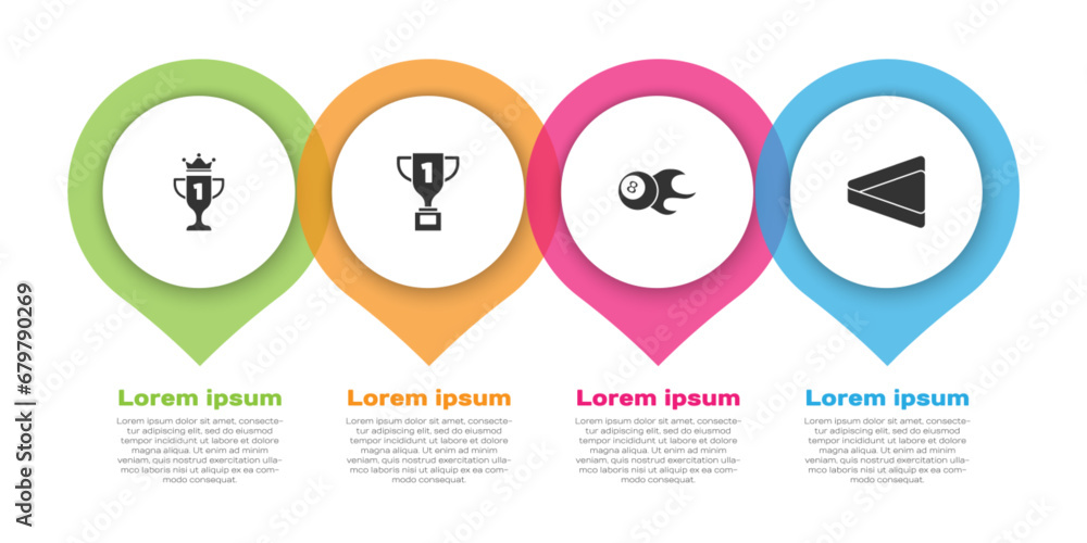 Set Award cup, , Billiard ball and triangle. Business infographic template. Vector Set Award cup, , Billiard ball and triangle. Business infographic template. Vector