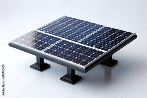 Photovoltaic solar panels detached from a whitish backdrop.