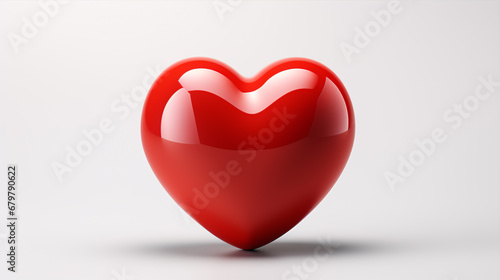 A heart-shaped red object isolated on a white surface.
