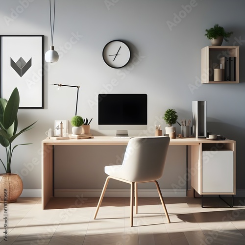 A minimalist home office with a comfortable chair and a desk that is both functional and stylish