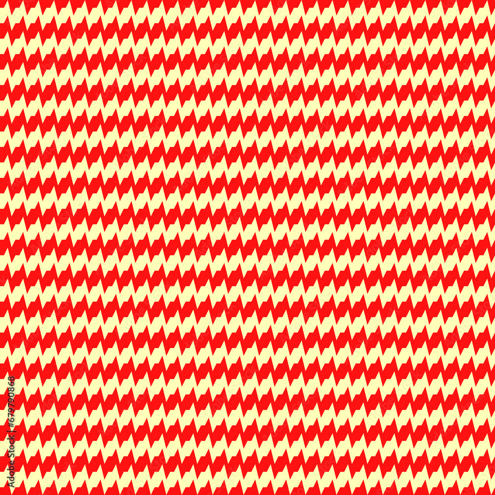 Seamless horizontal jagged striped pattern. Repeated red angular lines on yellow background. Sharp waves abstract wallpaper. Zigzag motif. For scrapbook paper, textile print. Wavy vector illustration Seamless horizontal jagged striped pattern. Repeated red angular lines on yellow background. Sharp waves abstract wallpaper. Zigzag motif. For scrapbook paper, textile print. Wavy vector illustration